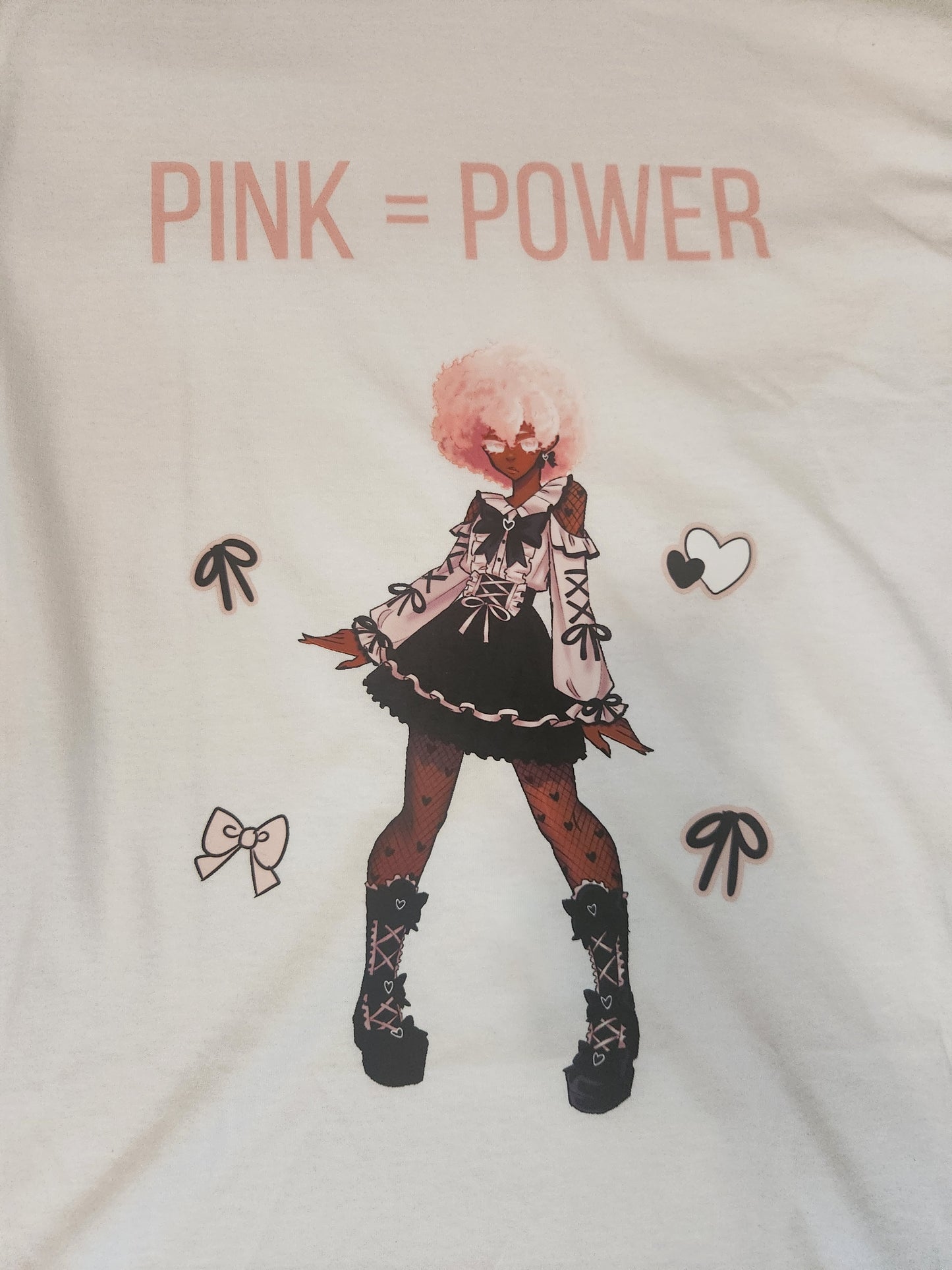 Pink Power Standing White T-Shirt