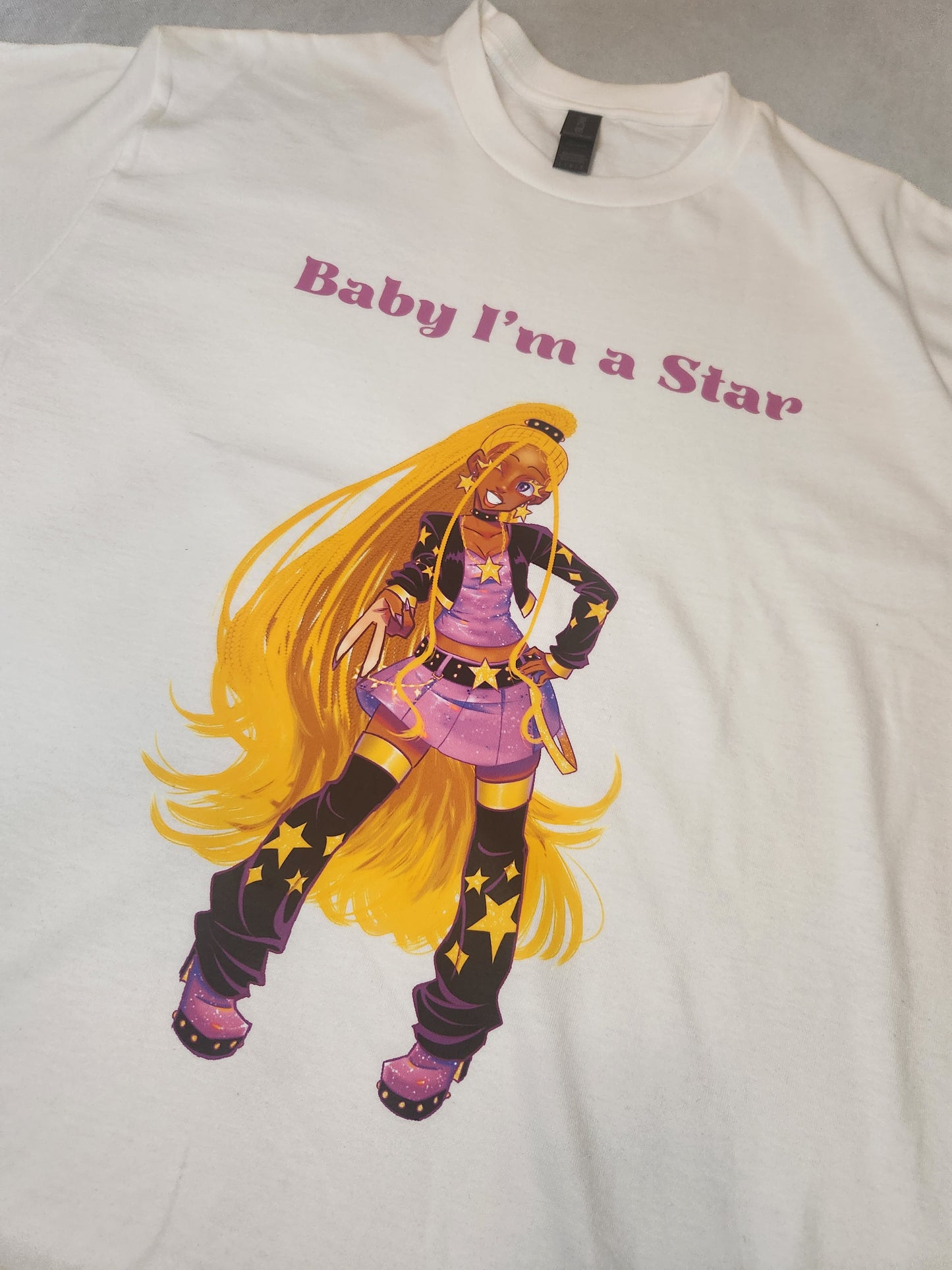 Purple Star Standing White T-Shirt
