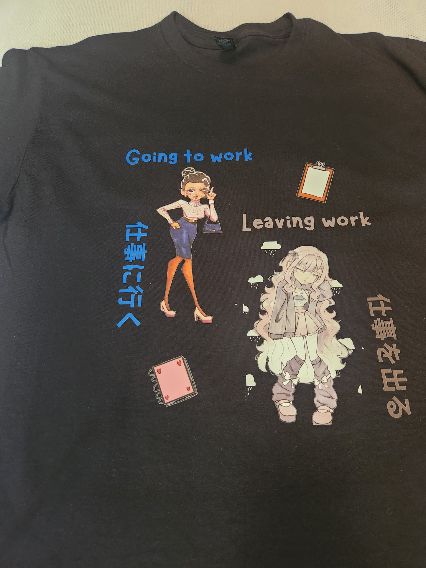 Going to and Leaving Work Black T-Shirt