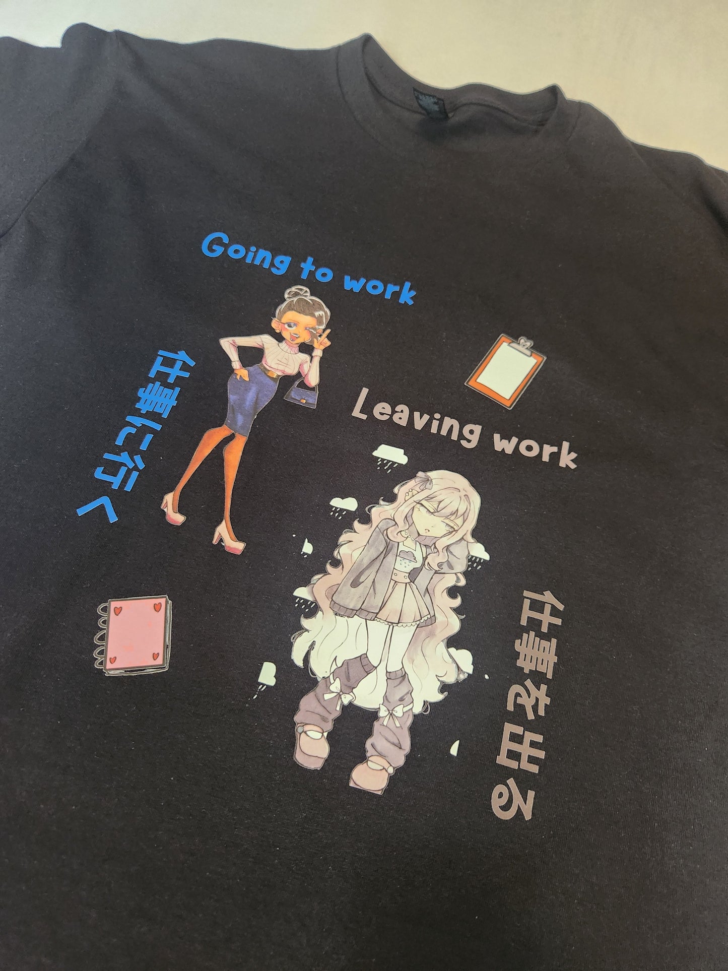 Going to and Leaving Work Black T-Shirt