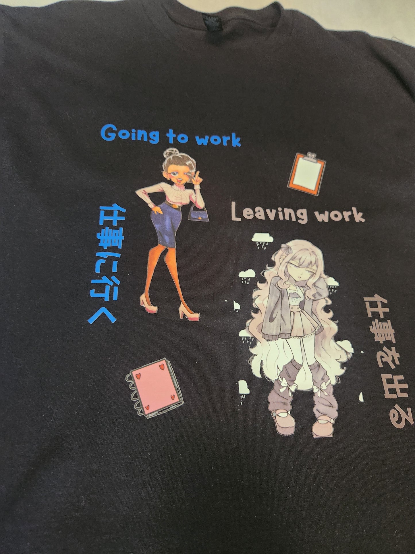 Going to and Leaving Work Black T-Shirt