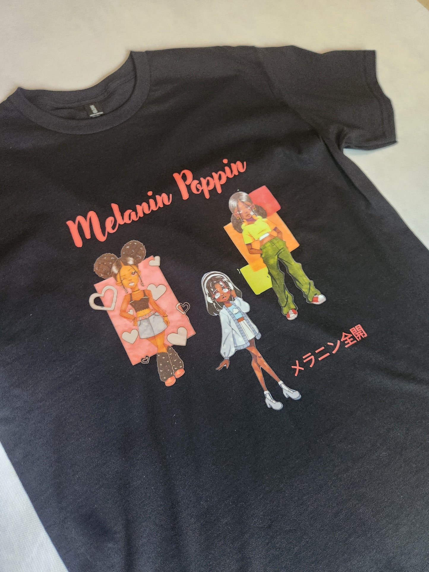 Melanin Poppin Black T-Shirt