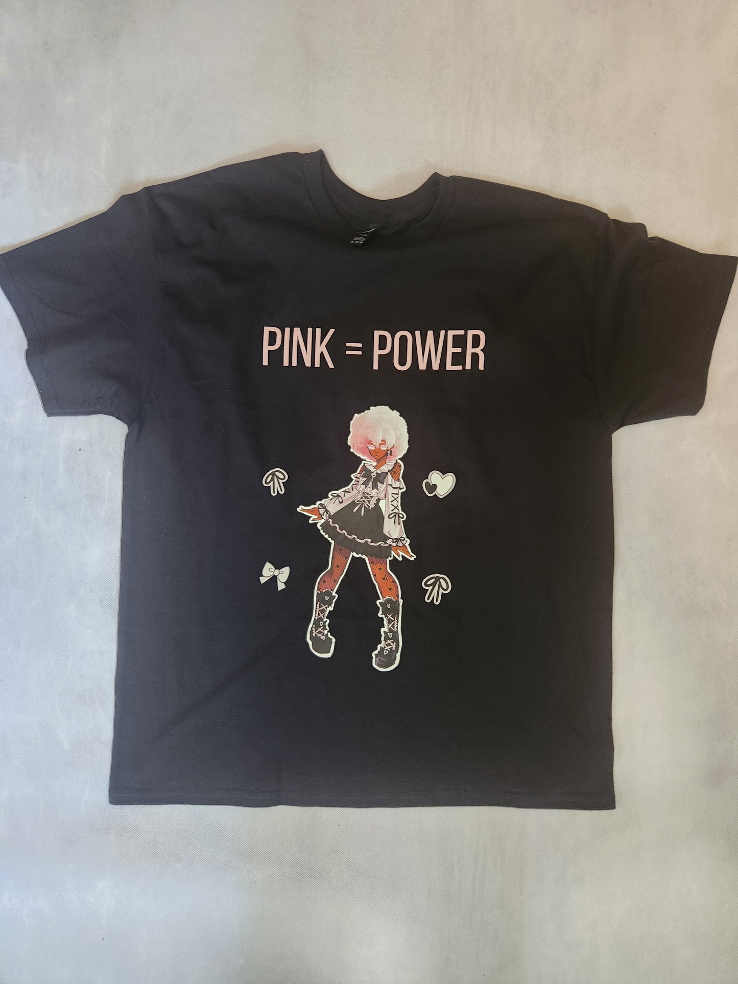 Pink Power Standing Black T-Shirt