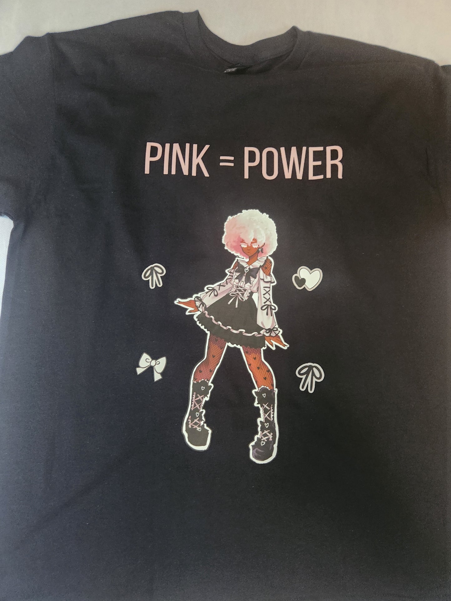 Pink Power Standing Black T-Shirt