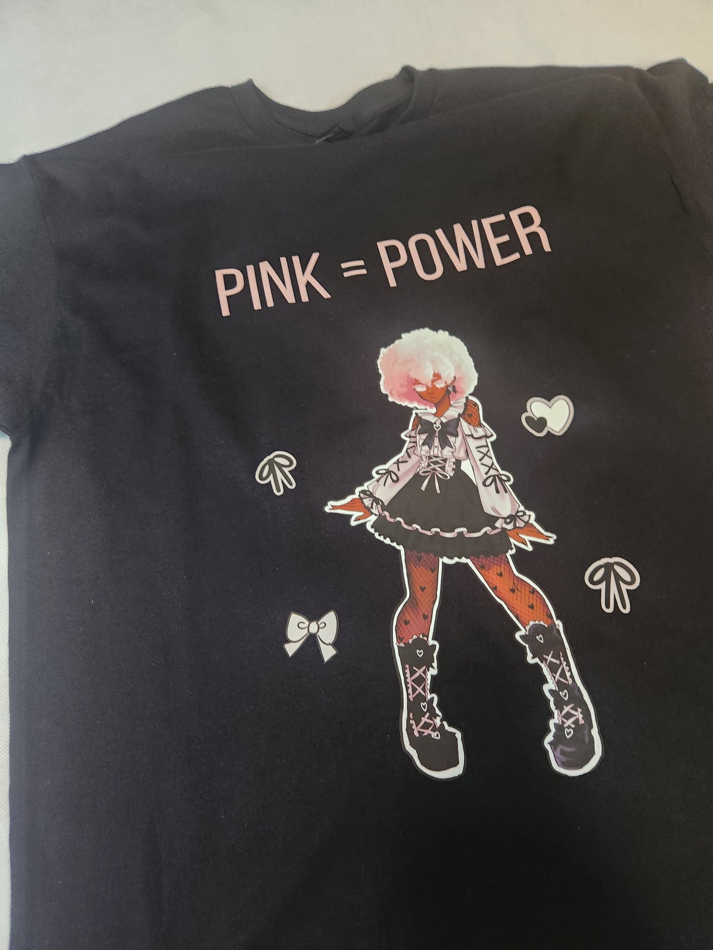 Pink Power Standing Black T-Shirt