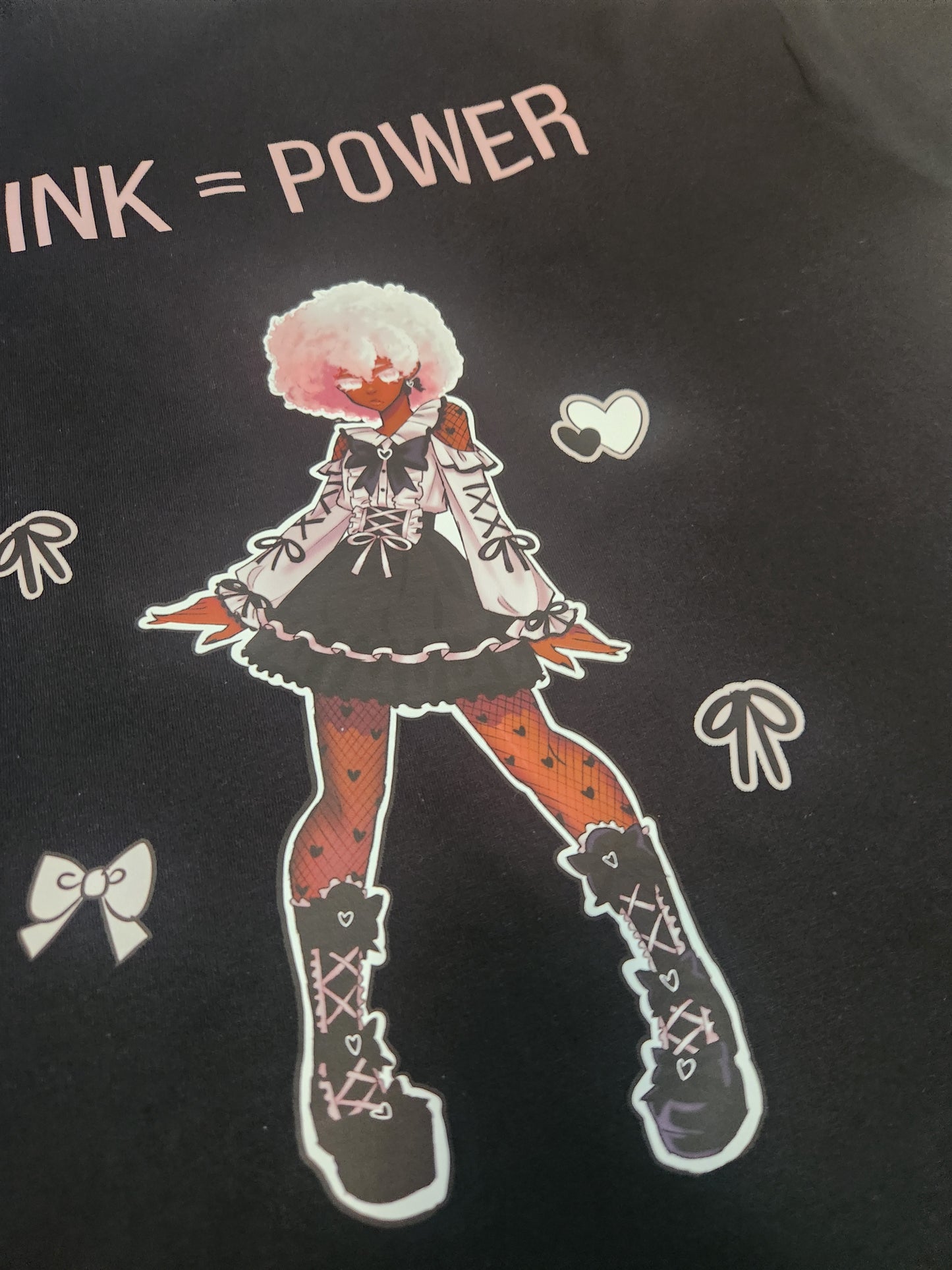 Pink Power Standing Black T-Shirt