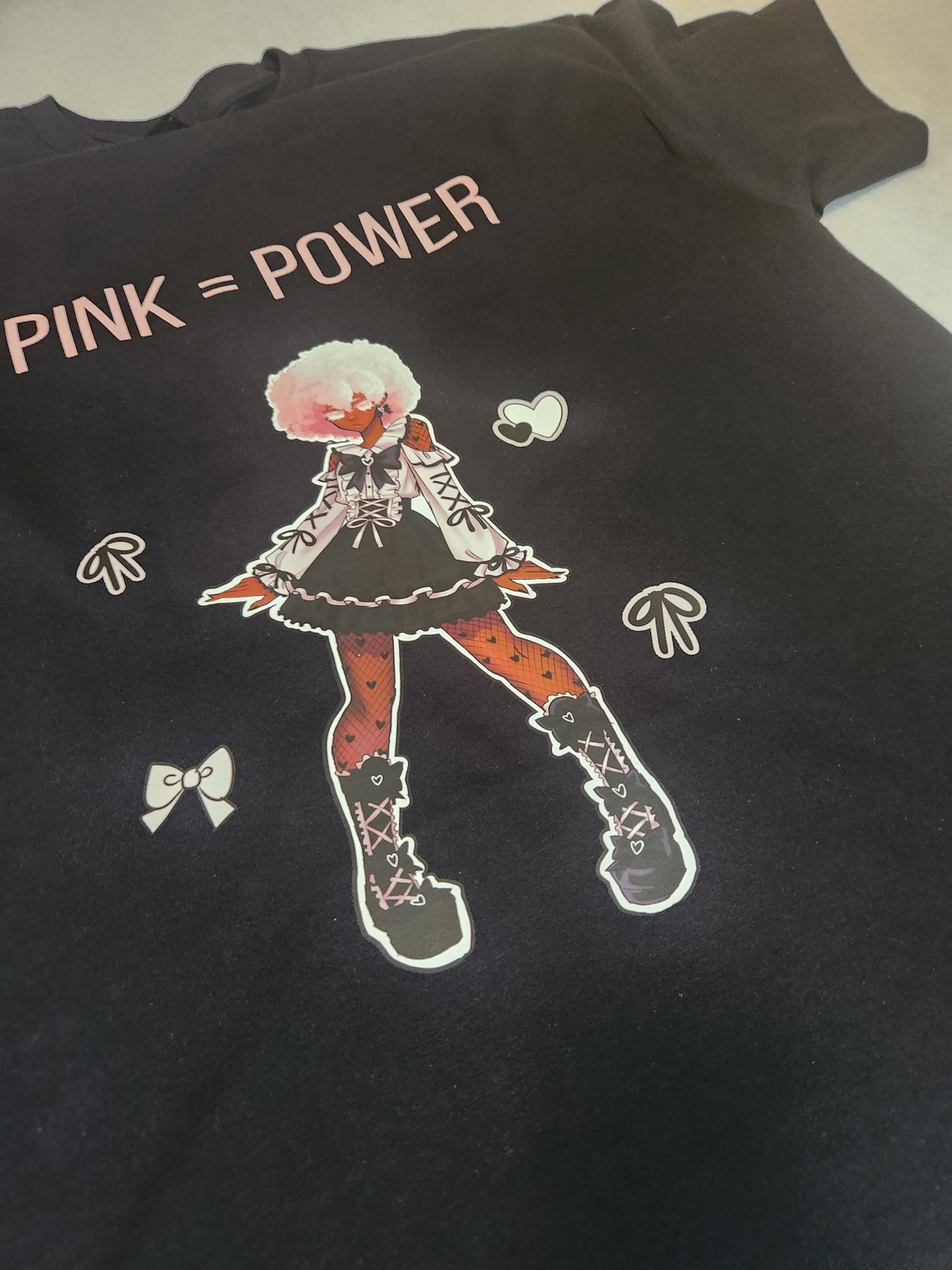 Pink Power Standing Black T-Shirt