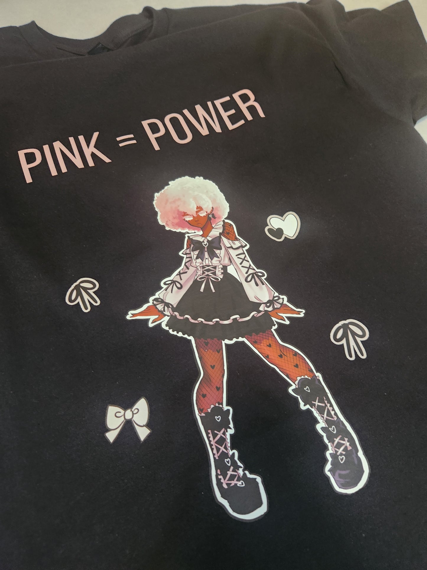 Pink Power Standing Black T-Shirt