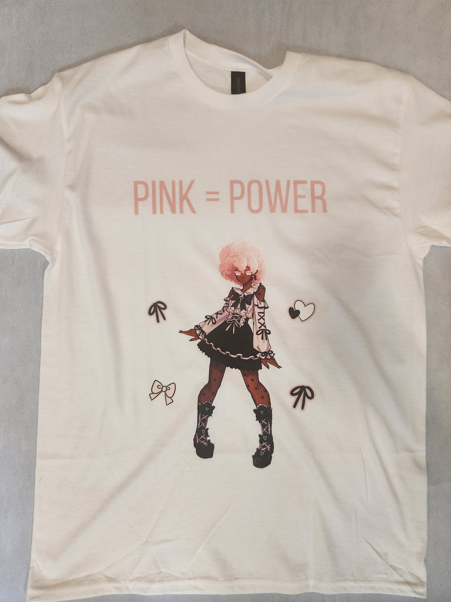 Pink Power Standing White T-Shirt