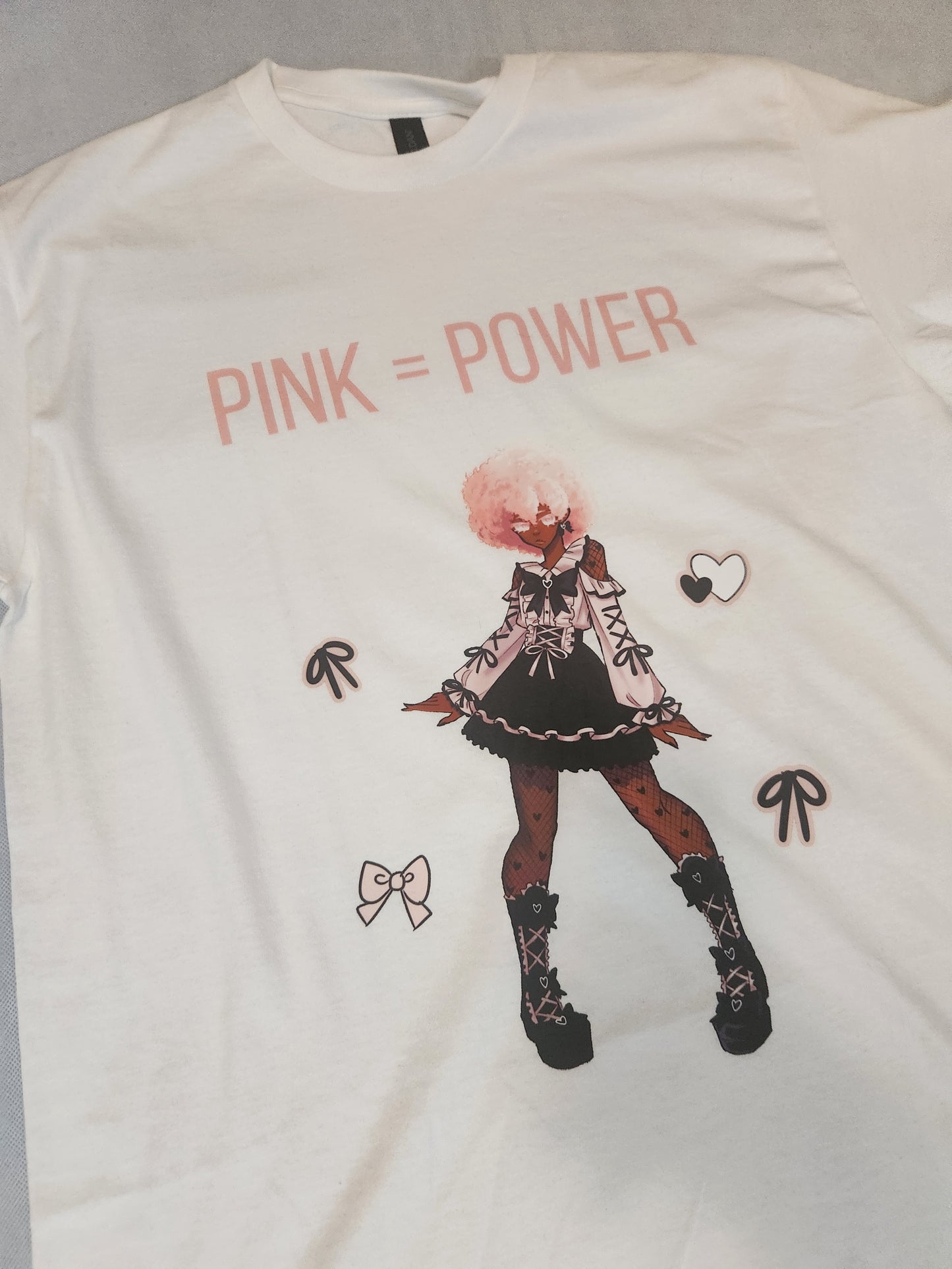Pink Power Standing White T-Shirt