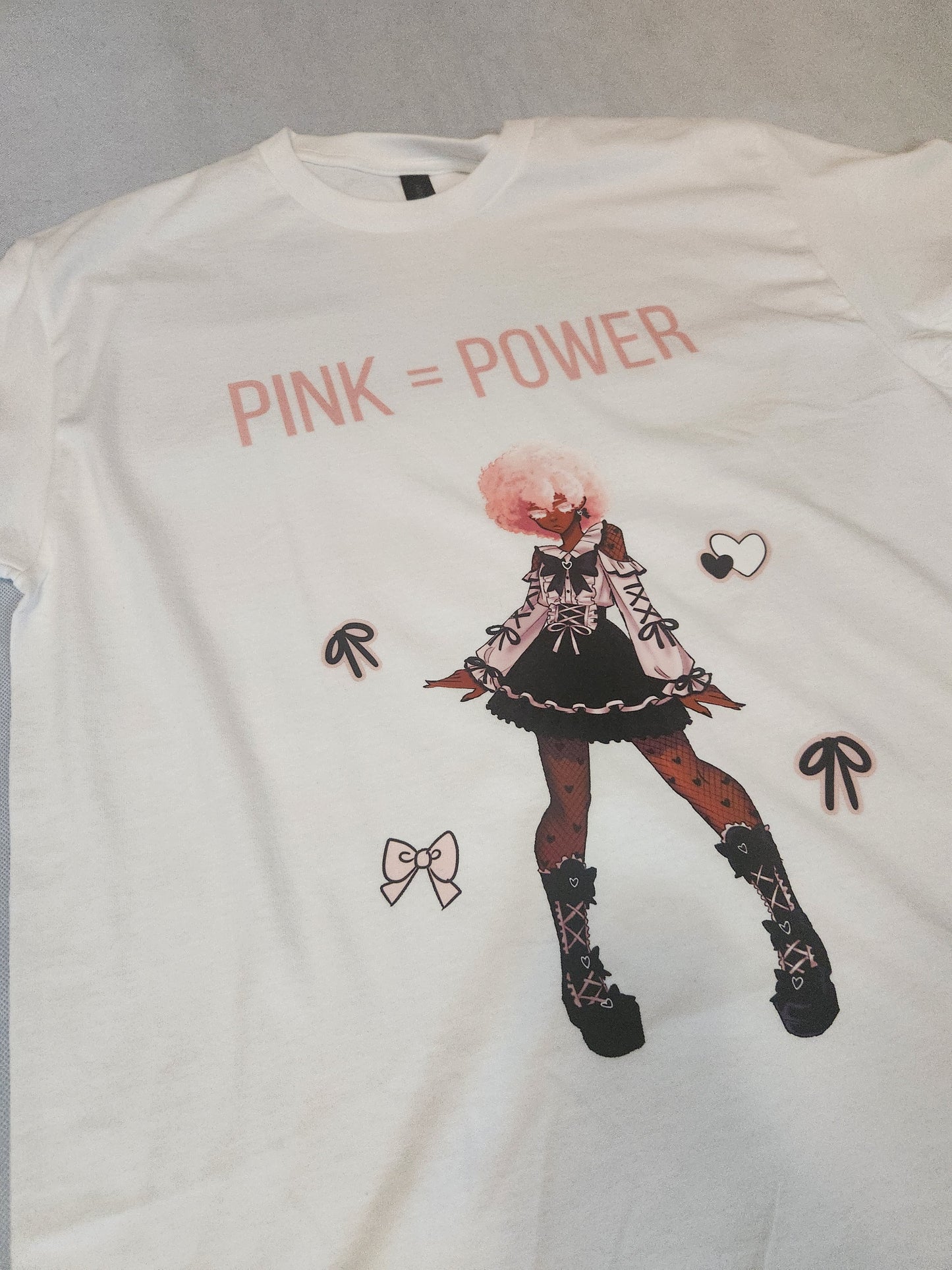 Pink Power Standing White T-Shirt