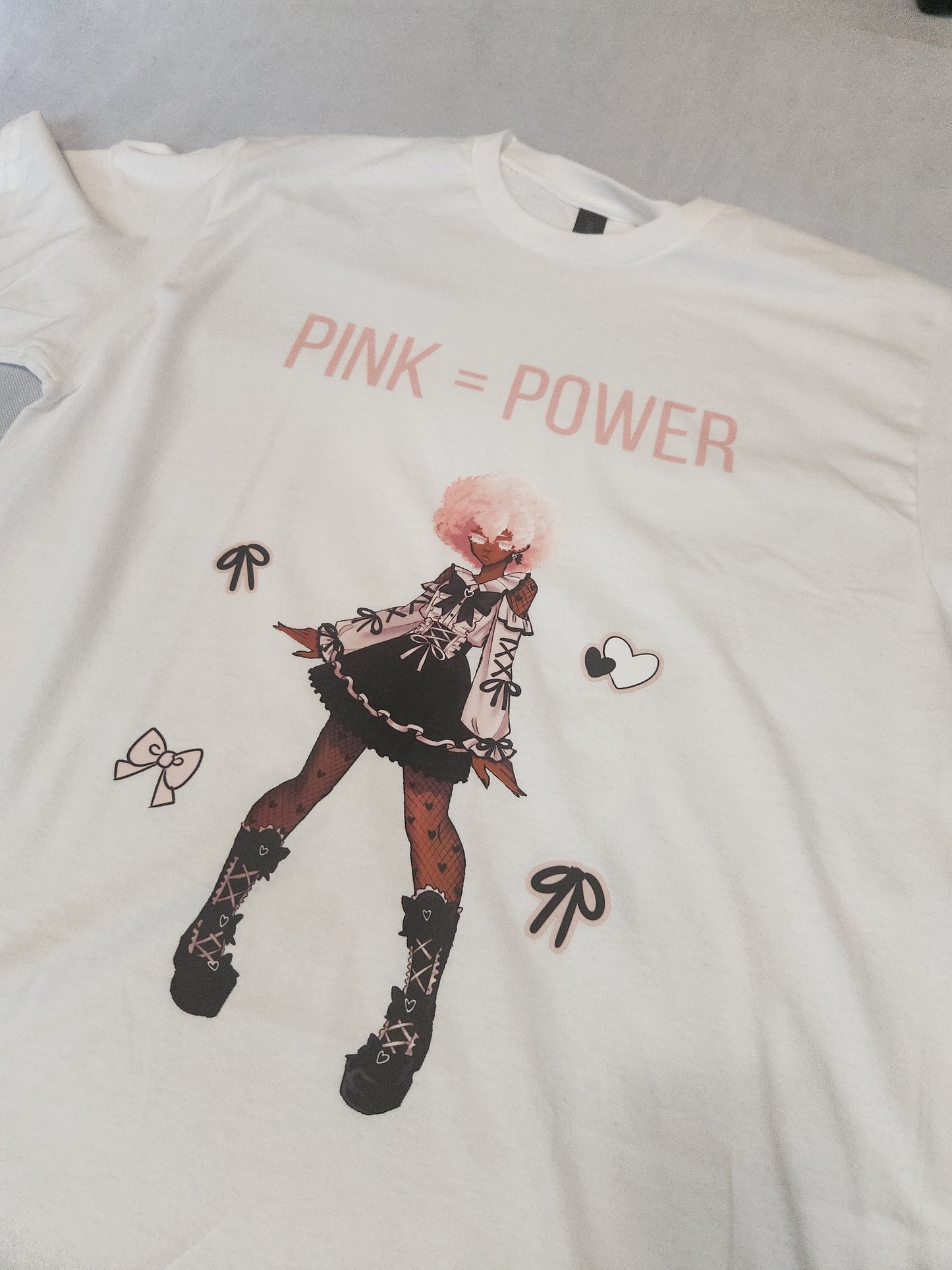 Pink Power Standing White T-Shirt