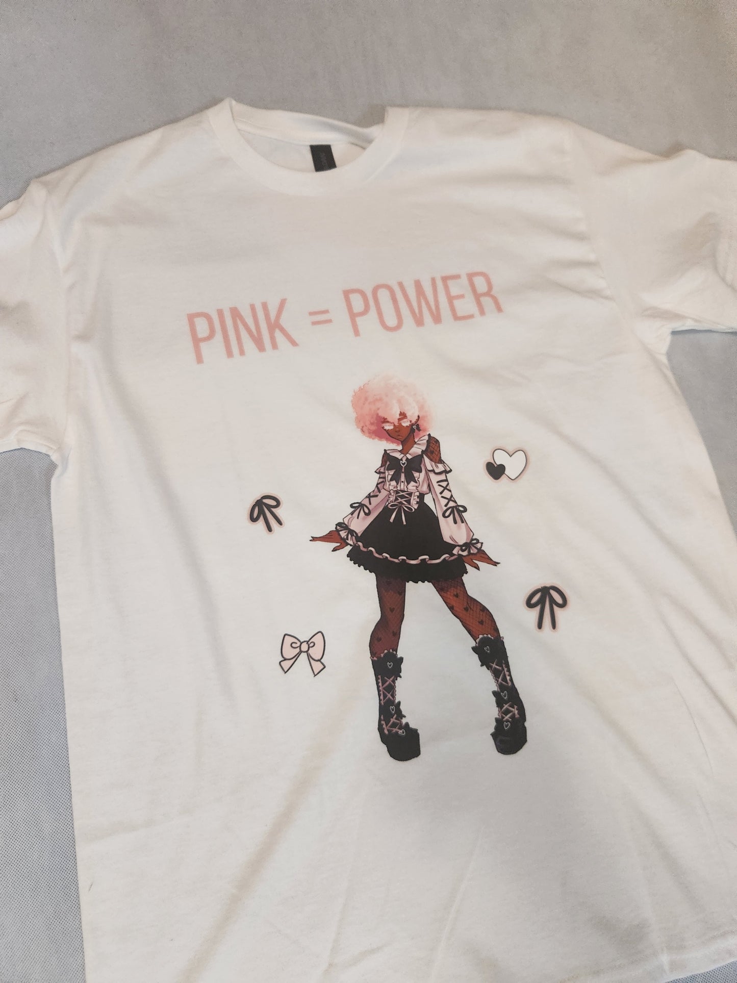 Pink Power Standing White T-Shirt