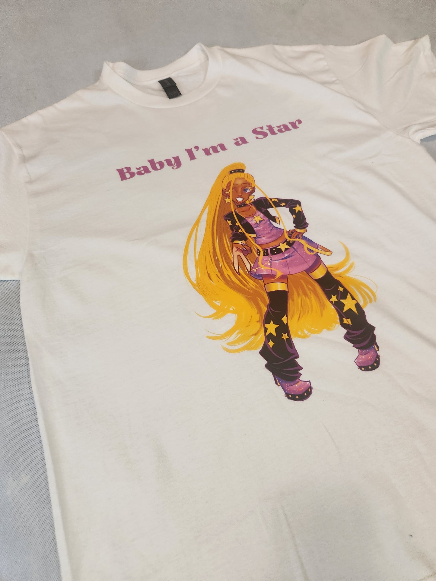 Purple Star Standing White T-Shirt