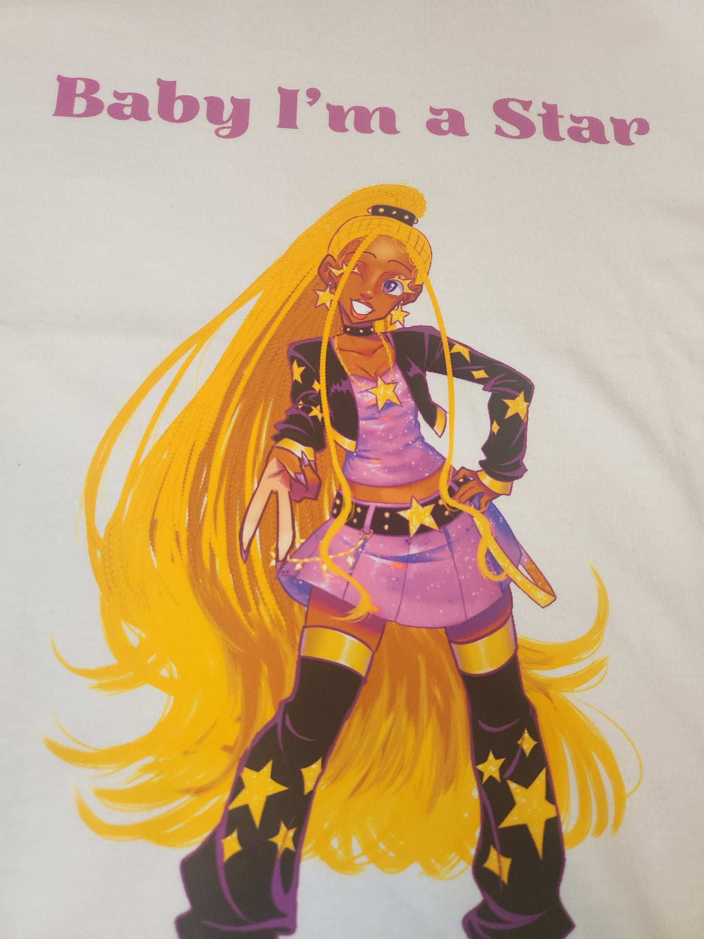 Purple Star Standing White T-Shirt